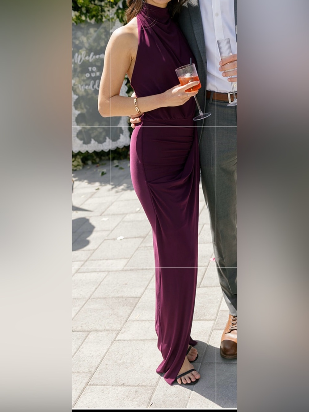 Club L London HAYDEN
Burgundy High-Neck Draped Split Maxi Dress